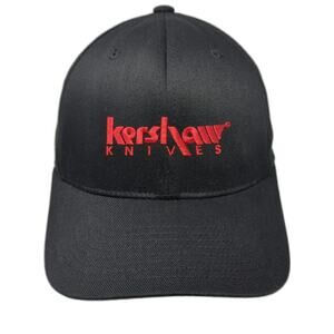 Kershaw Knives Flexfit Baseball Cap Hat Black Red Size M Curved Brim Structured